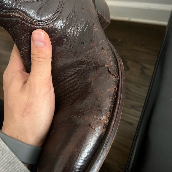 Lucchese Men’s Smooth Ostrich Boots in Brown Size 10 main image 6